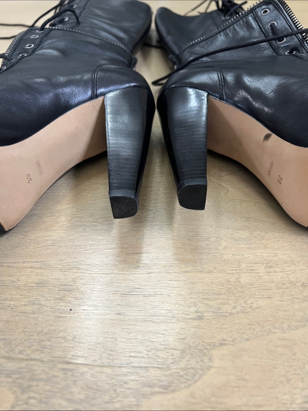 Alexander Wang Black Lace-Up Peep-Toe High Heel Boots - Picture 8 of 15
